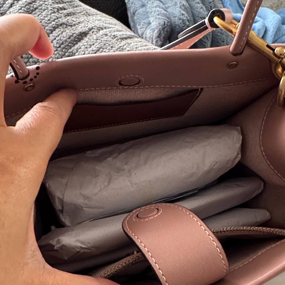 Limited Edition Coach Brown and Pink Belt Print Tote - Picture 3 of 4